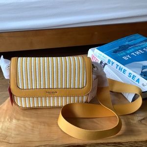 Kate Spade Yellow and White Striped Shoulder Bag